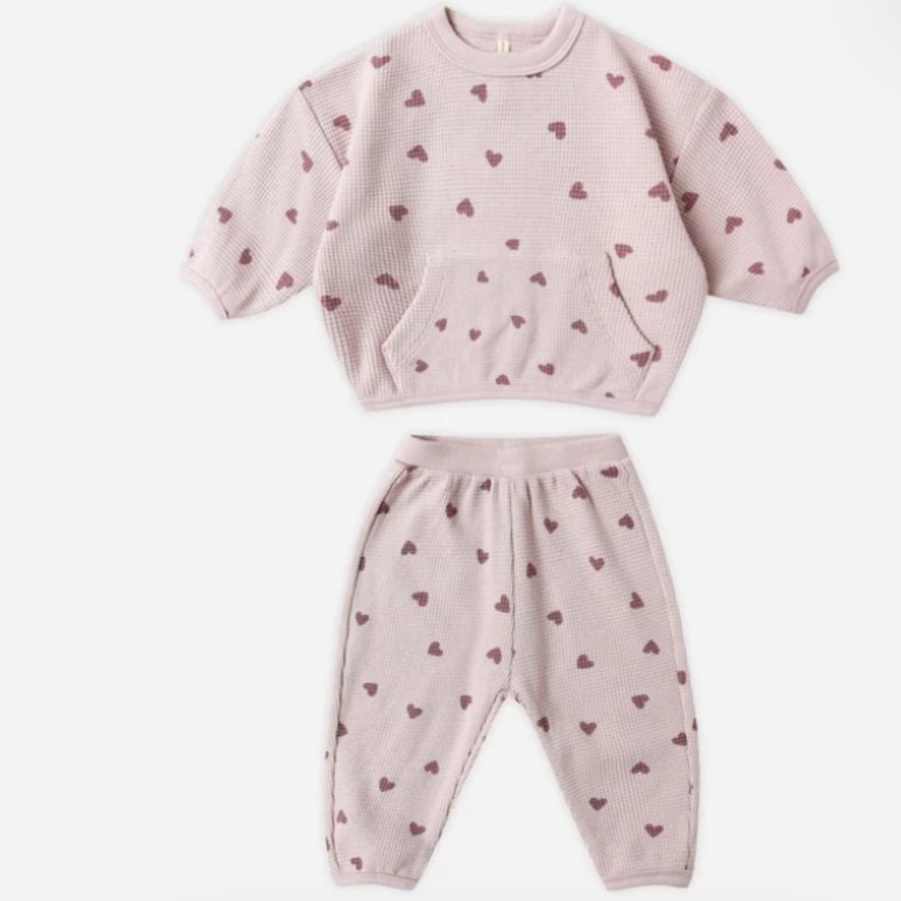 Quincy Mae Waffle Slouch Set—Hearts